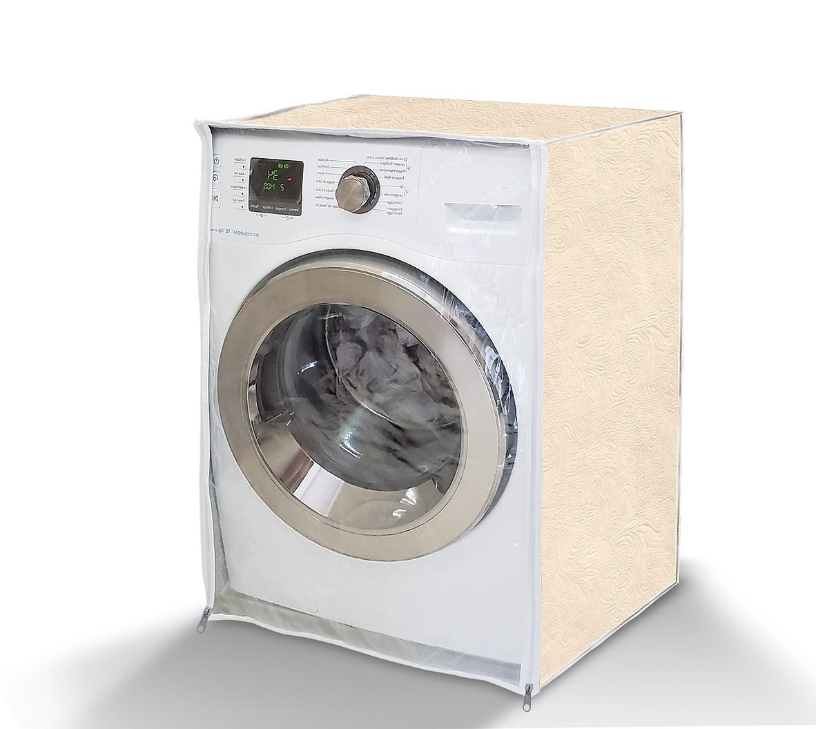 Capa para Máquina de Lavar Roupa Frontal GG – Proteção Contra Poeira e Sol – Bege