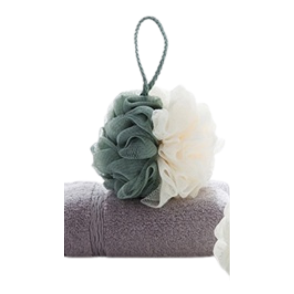 Esponja de Banho de Nylon Creme e Verde – Macia e Durável para Higiene Diária