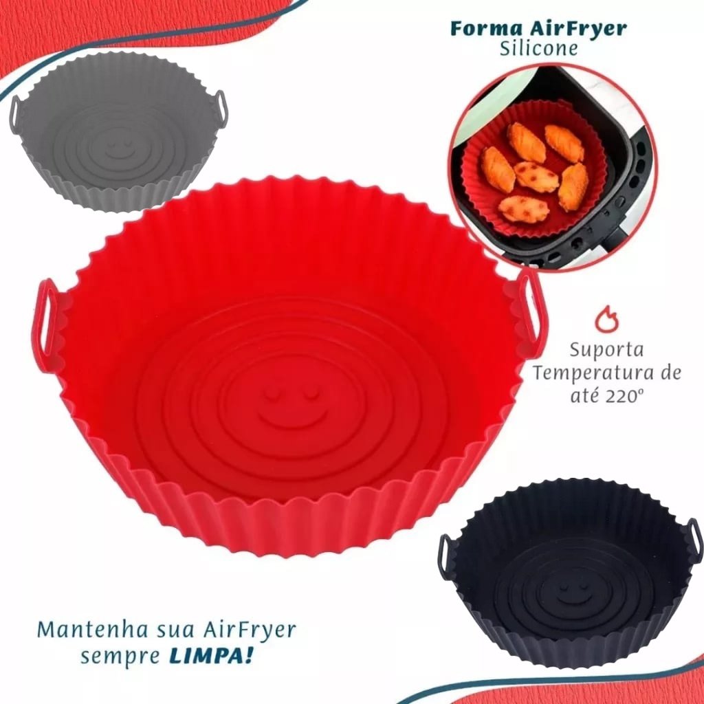 Forma de Silicone para Air Fryer – Assadeira Flexível, Antiaderente e Lavável