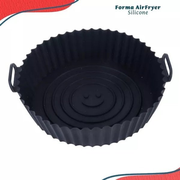Forma de Silicone para Air Fryer – Assadeira Flexível Lavável Preto
