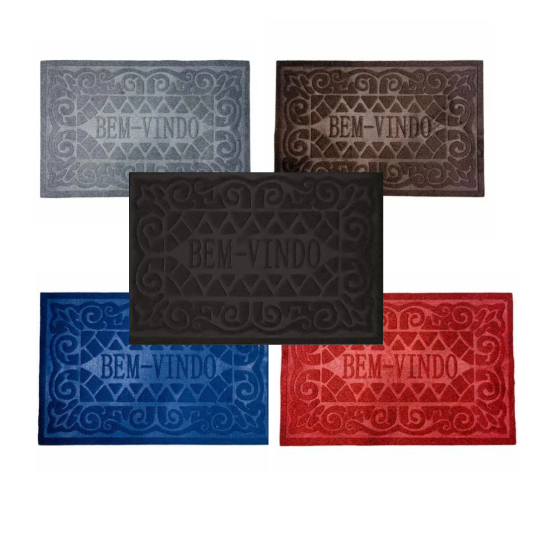 Tapete Capacho de Porta Entrada BEM VINDO 37X57CM Cor:Marrom (010-5) - Imagem 2