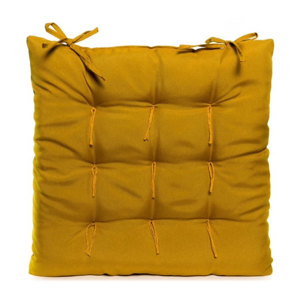 Assento para Cadeira 40x40 cm em Tecido Oxford – 100% Poliéster, Liso, Várias Cores, Cor Mostarda