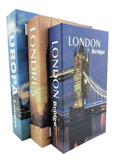 Kit livro caixa decorativo caixa Porta objeto tema países 3PCS FASHION DESIGN