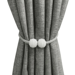 Prendedor Cinto Cortina Magnética Com Imã 2 Peças Cor:Branco com dourado (PC0