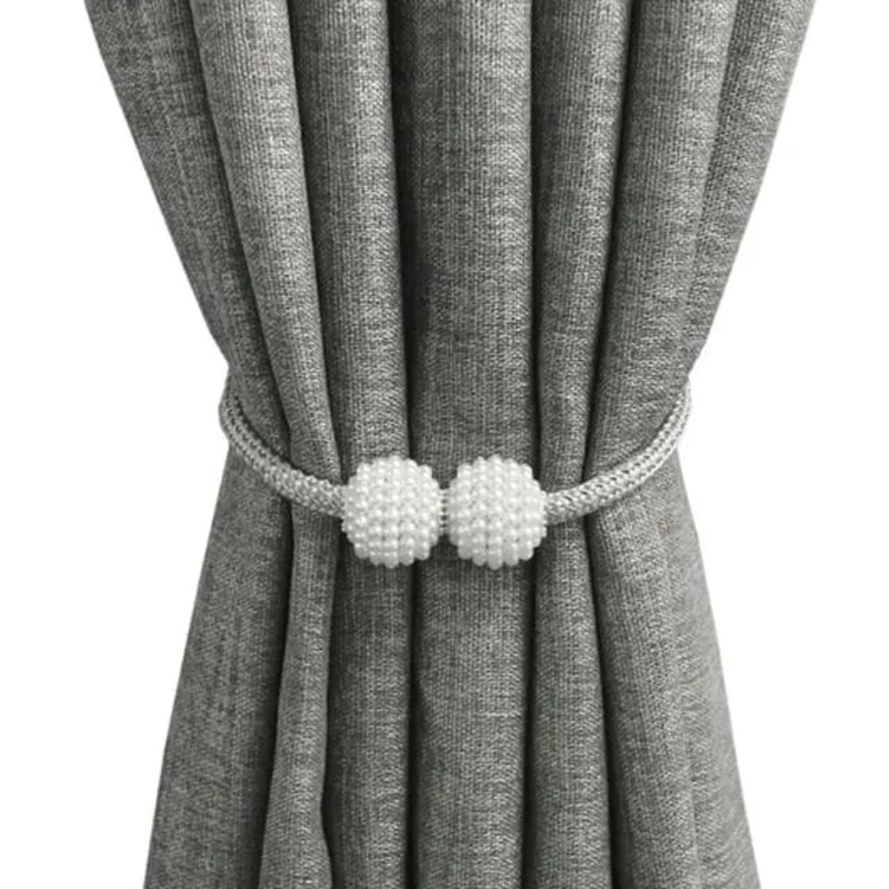 Prendedor Cinto Cortina Magnética Com Imã 2 Peças Cor:Branco com dourado (PC0