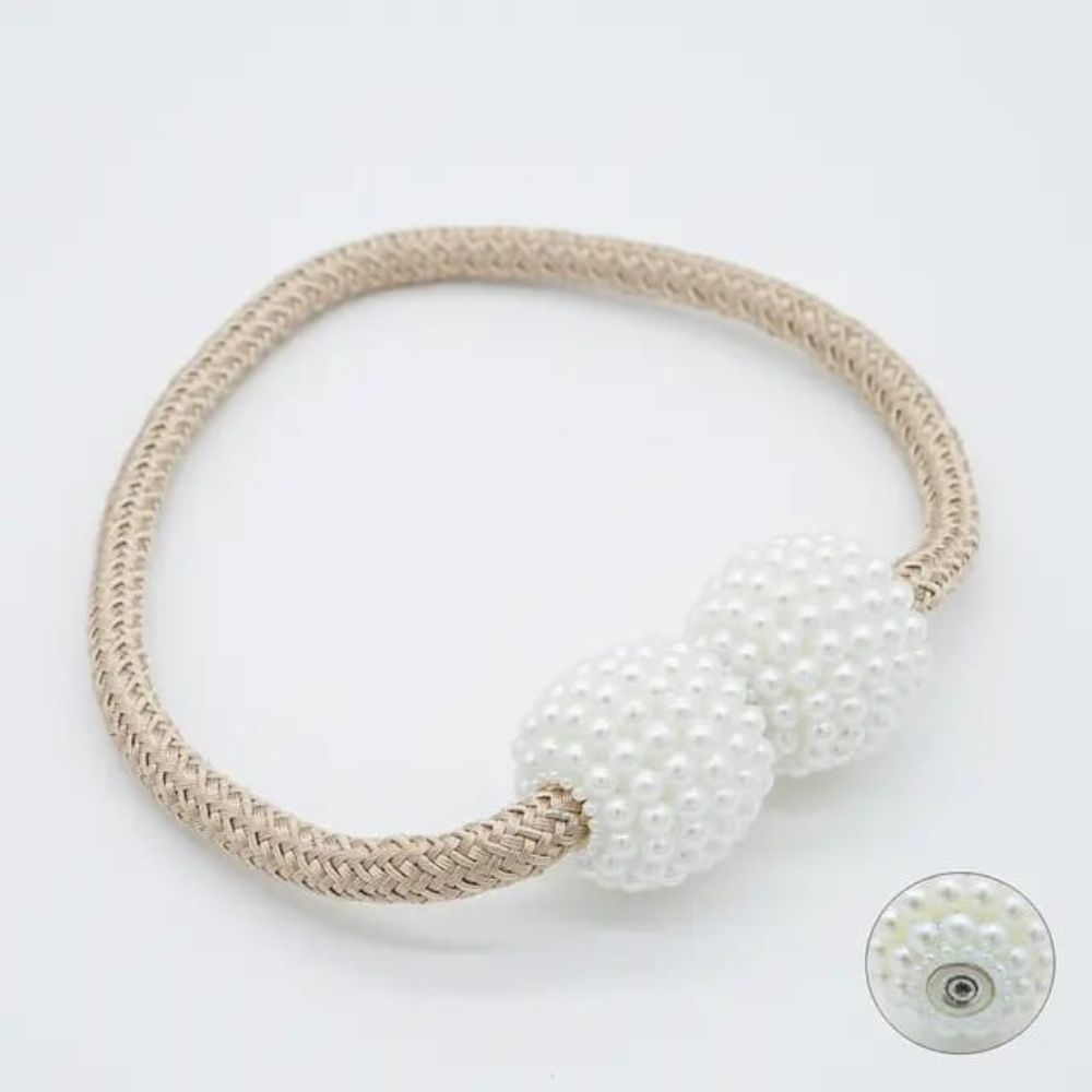 Prendedor Cinto Cortina Magnética Com Imã 2 Peças Cor:Bege (PC0520-3)