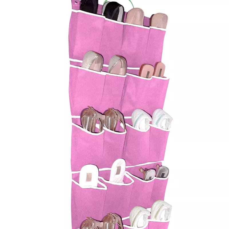Sapateira de Porta com 10 Pares | Organizador de Sapatos Tênis em TNT Resistente Rosa