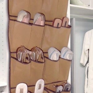 Sapateira de Porta Parede TNT Resistente 8 Pares – Organização Prática Bege