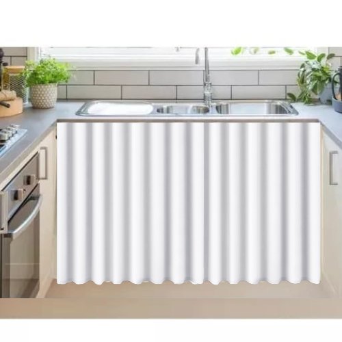 Cortina de Pia Cozinha 100% POLIÉSTER Tecido Antimofo Cor:Branca (3869)