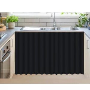 Cortina de Pia Cozinha 100% POLIÉSTER Tecido Antimofo Cor:Preta (3866)