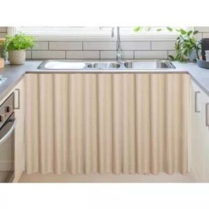 Cortina de Pia para Cozinha 100% PVC Bege – Proteção e Estilo
